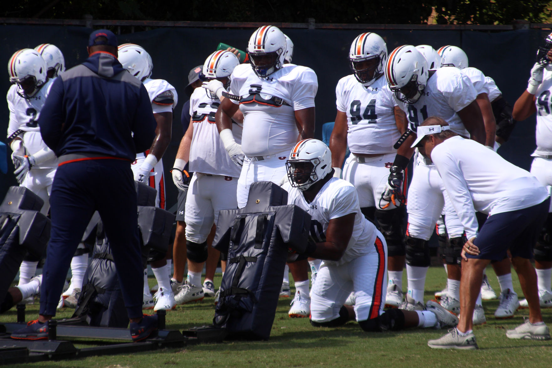 Auburn football practice on the first day of full pads